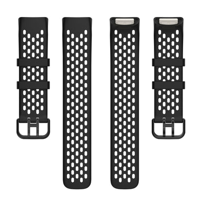 For Fitbit Charge 5 Solid Color Breathable Sports Silicone Watch Band(Black) by buy2fix