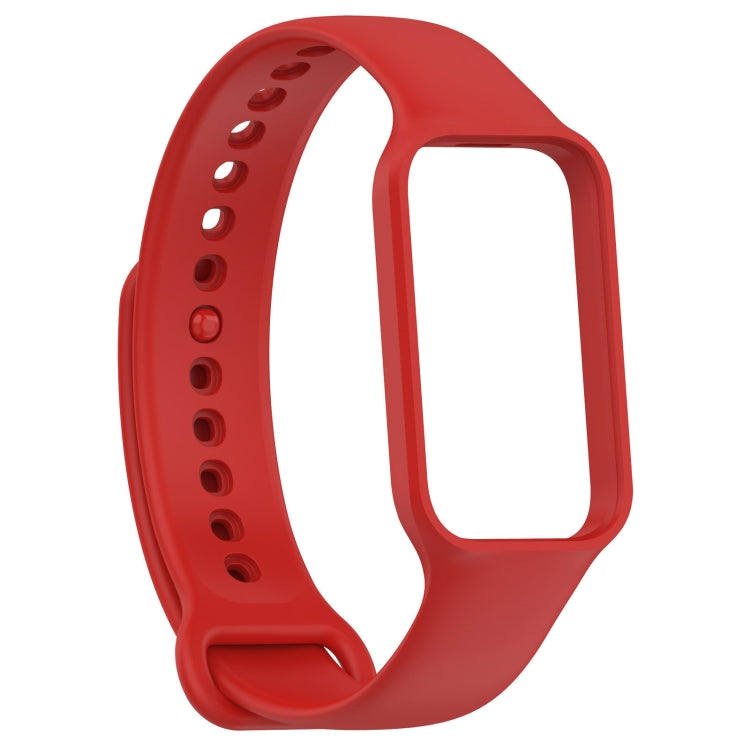 For Xiaomi Mi Band 8 Active Solid Color Integrated Silicone Watch Band(Red) - Watch Bands by buy2fix | Online Shopping UK | buy2fix