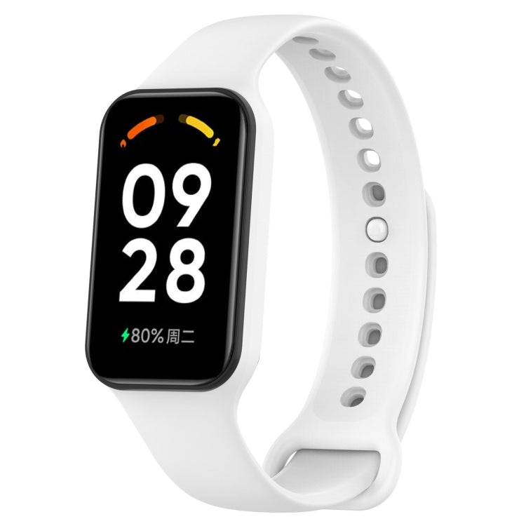 For Xiaomi Mi Band 8 Active Solid Color Integrated Silicone Watch Band(White) - Watch Bands by buy2fix | Online Shopping UK | buy2fix