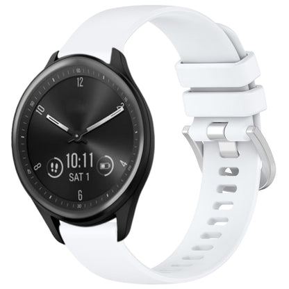 For Garmin Vivomove Sport Liquid Glossy Silver Buckle Silicone Watch Band(White) - Watch Bands by buy2fix | Online Shopping UK | buy2fix