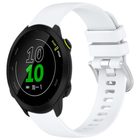 For Garmin Forerunner 158 / 55 Liquid Glossy Silver Buckle Silicone Watch Band(White)
