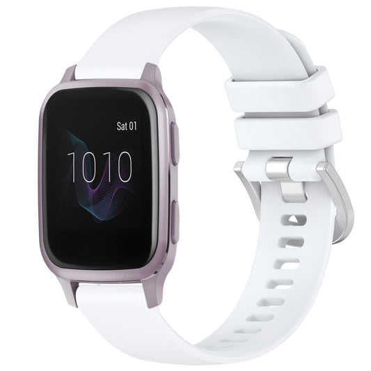 For Garmin Venu / Venu SQ Liquid Glossy Silver Buckle Silicone Watch Band(White) - Watch Bands by buy2fix | Online Shopping UK | buy2fix