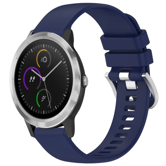 For Garmin Vivomove3 / Garminmove3 Liquid Glossy Silver Buckle Silicone Watch Band(Dark Blue)