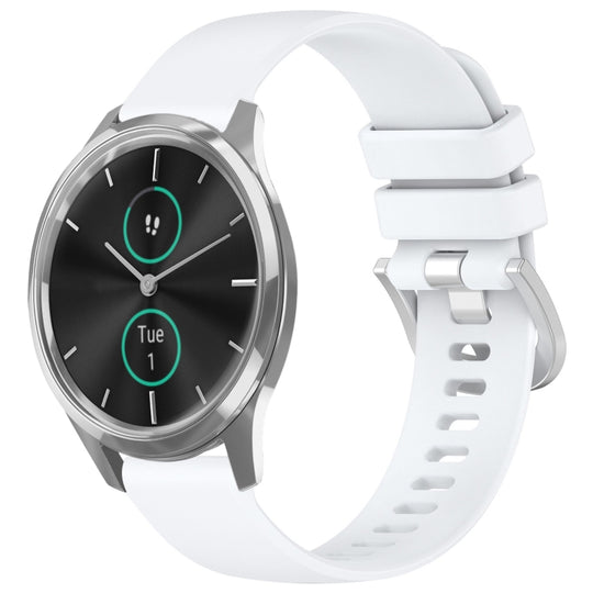For Garmin VivoMove Luxe / Garminmove Luxe Liquid Glossy Silver Buckle Silicone Watch Band(White)