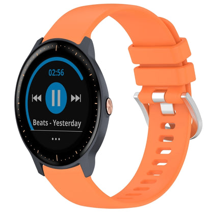 For Garmin Vivoactive3 / 3 Music Liquid Glossy Silver Buckle Silicone Watch Band(Orange) - Watch Bands by buy2fix | Online Shopping UK | buy2fix