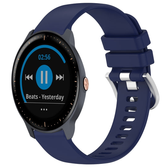 For Garmin Vivoactive3 / 3 Music Liquid Glossy Silver Buckle Silicone Watch Band(Dark Blue)