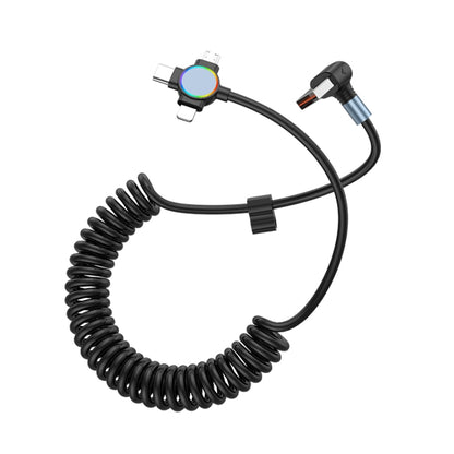 66W 3 in 1 USB to 8 Pin + Micro USB + USB-C / Type-C Fast Charging Elbow Spring Cable(Black) by buy2fix