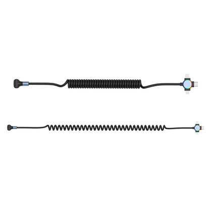 66W 3 in 1 USB to 8 Pin + Micro USB + USB-C / Type-C Fast Charging Elbow Spring Cable(Black) by buy2fix