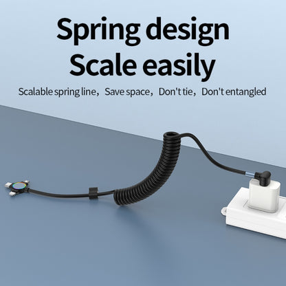 66W 3 in 1 USB to 8 Pin + Micro USB + USB-C / Type-C Fast Charging Elbow Spring Cable(Black) by buy2fix