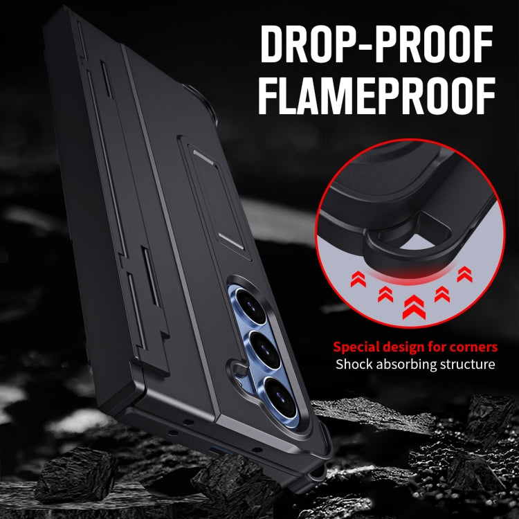 For Samsung Galaxy Z Fold5 5G Diamond Case-film Integral Hinge Shockproof Phone Case with Pen(Black) - Galaxy Z Fold5 Cases by buy2fix | Online Shopping UK | buy2fix