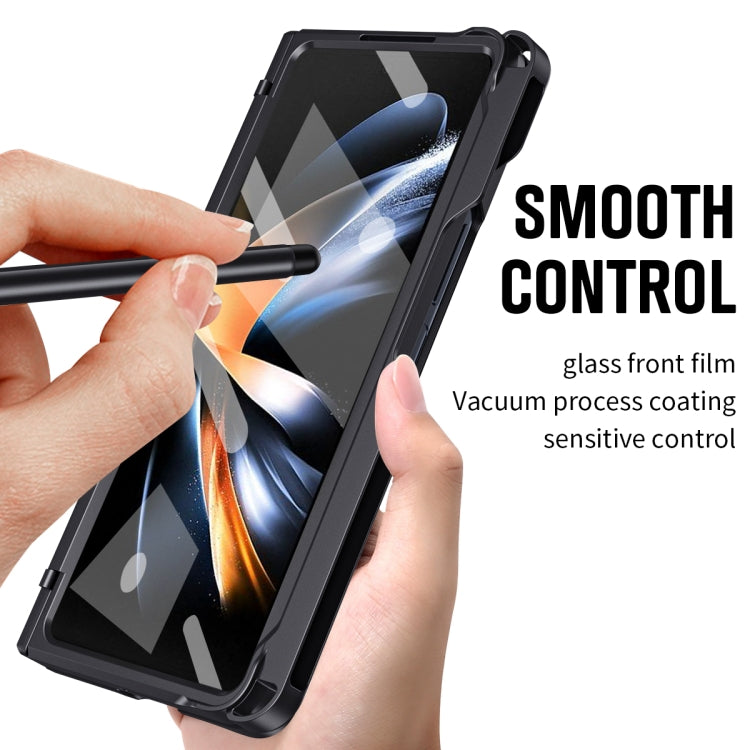 For Samsung Galaxy Z Fold4 Diamond Case-film Integral Hinge Shockproof Phone Case with Pen(Black) - Galaxy Z Fold4 5G Cases by buy2fix | Online Shopping UK | buy2fix