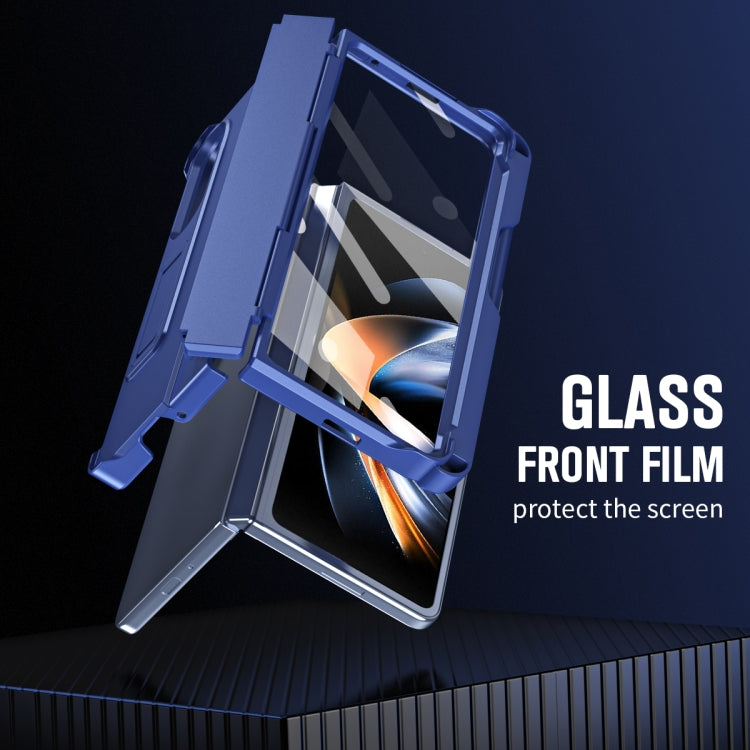 For Samsung Galaxy Z Fold4 Diamond Case-film Integral Hinge Shockproof Phone Case with Pen(Blue) - Galaxy Z Fold4 5G Cases by buy2fix | Online Shopping UK | buy2fix