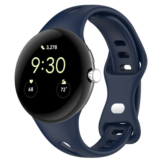 For Google Pixel Watch 5 / 4 / 3 / 2 / 1 41mm Small Waist Butterfly Buckle Silicone Watch Band(Midnight Blue)
