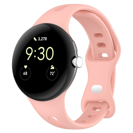 For Google Pixel Watch 5 / 4 / 3 / 2 / 1 41mm Small Waist Butterfly Buckle Silicone Watch Band(Pink)