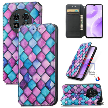 For Ulefone Note 15 CaseNeo Colorful Magnetic Leather Phone Case(Purple Scales) by buy2fix