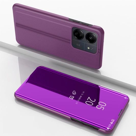 For Xiaomi Redmi 13C Plated Mirror Horizontal Flip Leather Phone Case with Holder(Purple) by buy2fix