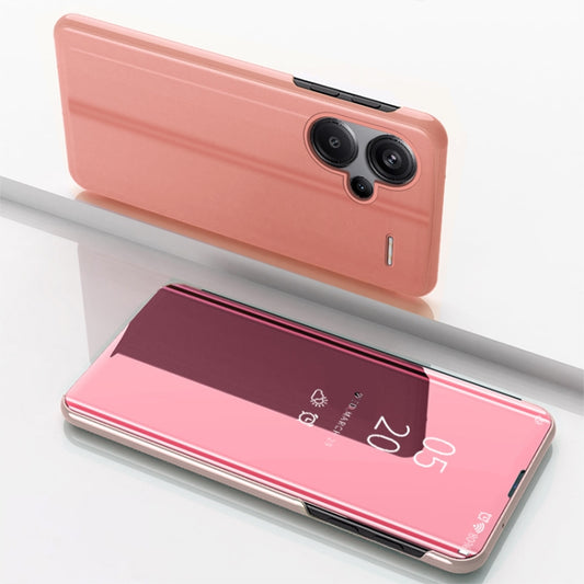 For Xiaomi Redmi Note 13 Pro+ Plated Mirror Horizontal Flip Leather Phone Case with Holder(Rose Gold) - Note 13 Pro+ Cases by buy2fix | Online Shopping UK | buy2fix