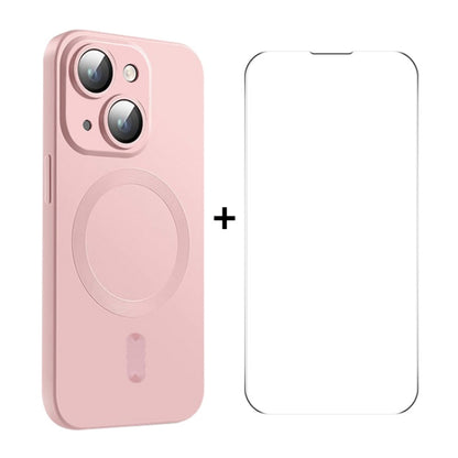 For iPhone 14 ENKAY MagSafe Matte TPU Phone Case with Lens Film & Screen Glass Film(Pink) by ENKAY
