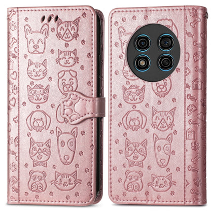 For Ulefone Note 15 Cat and Dog Embossed Leather Phone Case(Rose Gold) by buy2fix
