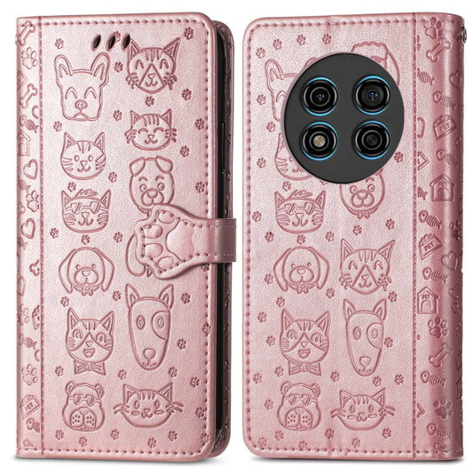 For Ulefone Note 15 Cat and Dog Embossed Leather Phone Case(Rose Gold) by buy2fix
