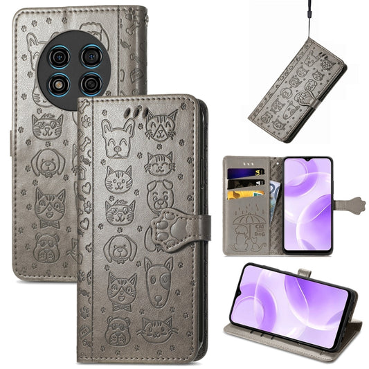 For Ulefone Note 15 Cat and Dog Embossed Leather Phone Case(Grey) by buy2fix