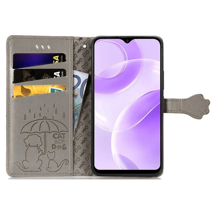 For Ulefone Note 15 Cat and Dog Embossed Leather Phone Case(Grey) by buy2fix