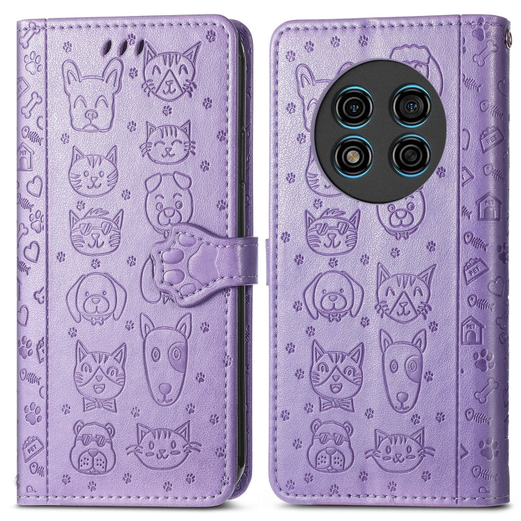 For Ulefone Note 15 Cat and Dog Embossed Leather Phone Case(Purple) by buy2fix