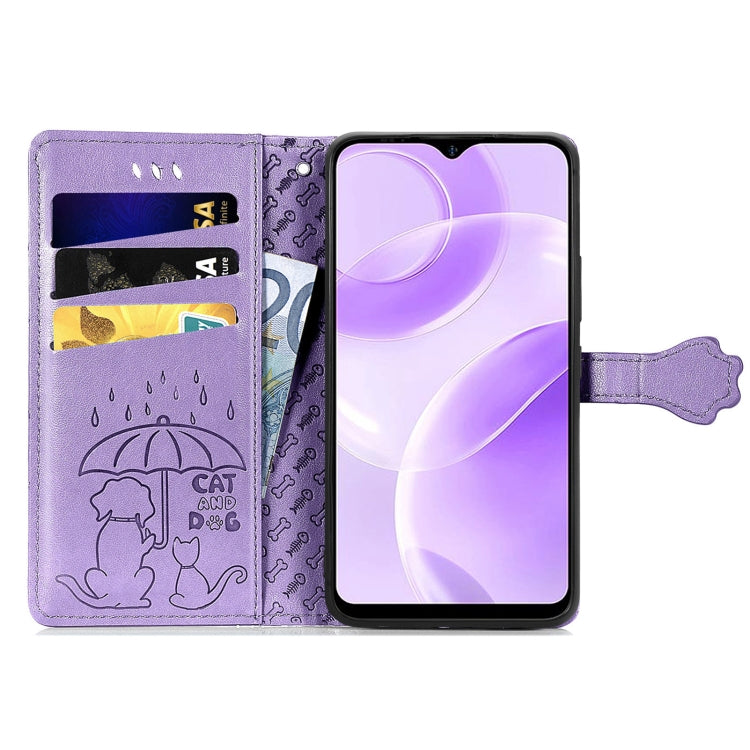 For Ulefone Note 15 Cat and Dog Embossed Leather Phone Case(Purple) by buy2fix