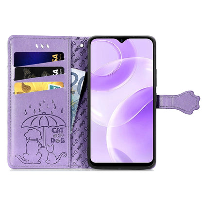 For Ulefone Note 15 Cat and Dog Embossed Leather Phone Case(Purple) by buy2fix