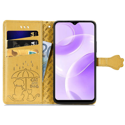 For Ulefone Note 15 Cat and Dog Embossed Leather Phone Case(Yellow) by buy2fix