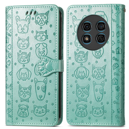 For Ulefone Note 15 Cat and Dog Embossed Leather Phone Case(Green) by buy2fix