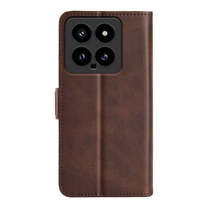 For Xiaomi 14 Dual-side Magnetic Buckle Horizontal Flip Leather Phone Case(Brown) - Xiaomi Cases by buy2fix | Online Shopping UK | buy2fix