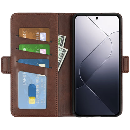 For Xiaomi 14 Dual-side Magnetic Buckle Horizontal Flip Leather Phone Case(Brown) - Xiaomi Cases by buy2fix | Online Shopping UK | buy2fix