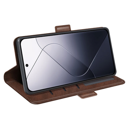 For Xiaomi 14 Dual-side Magnetic Buckle Horizontal Flip Leather Phone Case(Brown) - Xiaomi Cases by buy2fix | Online Shopping UK | buy2fix