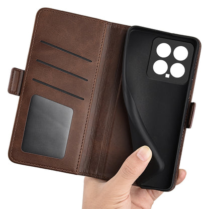 For Xiaomi 14 Dual-side Magnetic Buckle Horizontal Flip Leather Phone Case(Brown) - Xiaomi Cases by buy2fix | Online Shopping UK | buy2fix