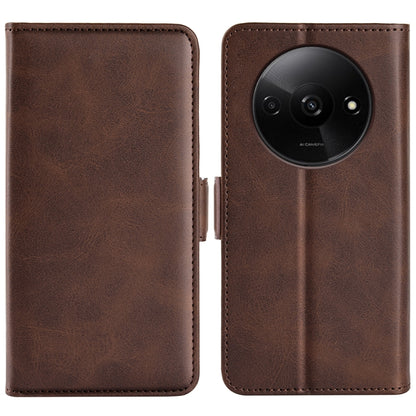 For Xiaomi Redmi Note 13 4G Dual-side Magnetic Buckle Horizontal Flip Leather Phone Case(Brown) - Xiaomi Cases by buy2fix | Online Shopping UK | buy2fix