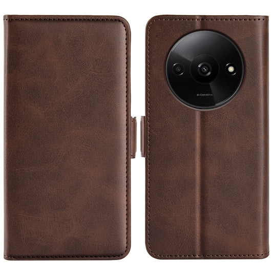 For Xiaomi Redmi Note 13 4G Dual-side Magnetic Buckle Horizontal Flip Leather Phone Case(Brown) - Xiaomi Cases by buy2fix | Online Shopping UK | buy2fix