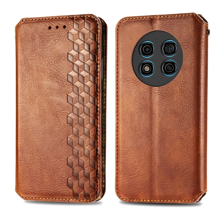 For Ulefone Note 15 Cubic Grid Pressed Magnetic Leather Phone Case(Brown) by buy2fix