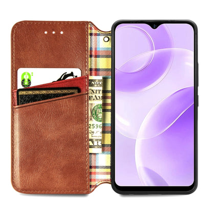 For Ulefone Note 15 Cubic Grid Pressed Magnetic Leather Phone Case(Brown) by buy2fix