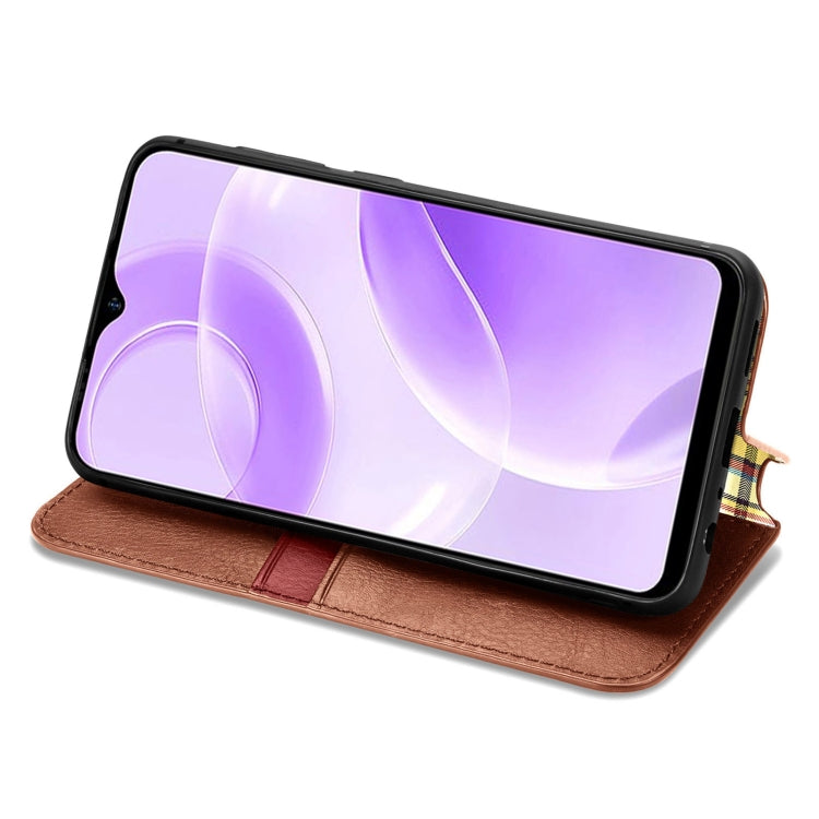 For Ulefone Note 15 Cubic Grid Pressed Magnetic Leather Phone Case(Brown) by buy2fix