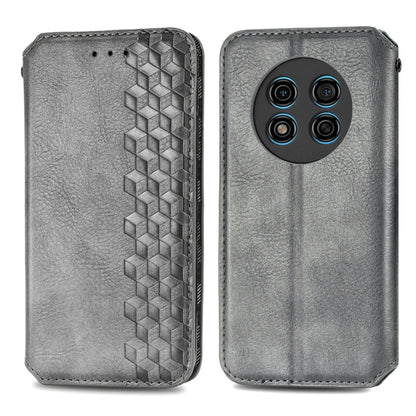 For Ulefone Note 15 Cubic Grid Pressed Magnetic Leather Phone Case(Grey) by buy2fix