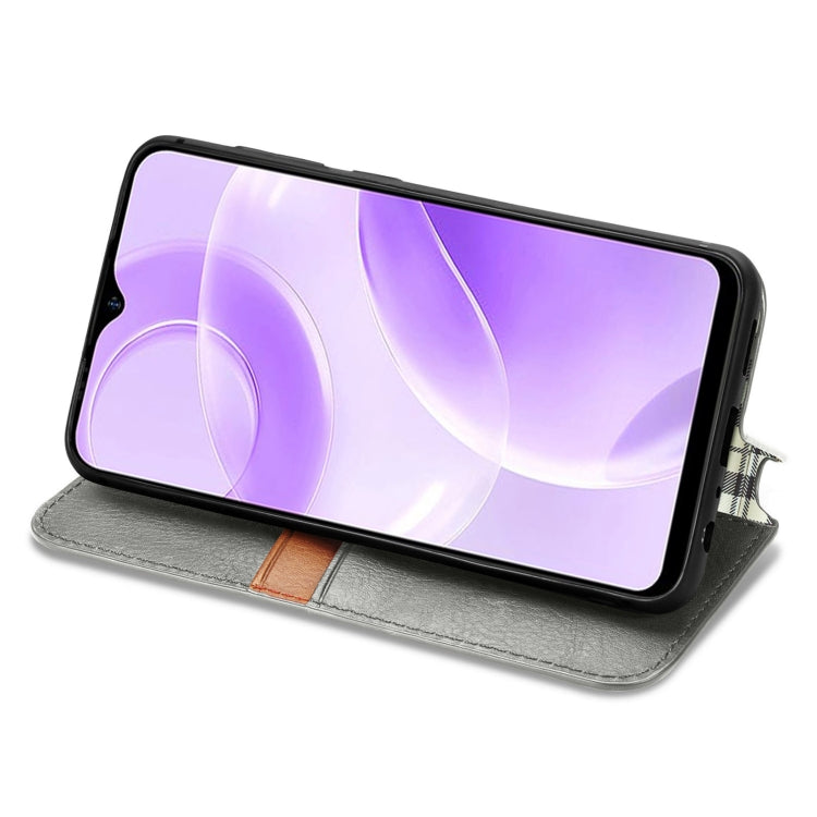 For Ulefone Note 15 Cubic Grid Pressed Magnetic Leather Phone Case(Grey) by buy2fix