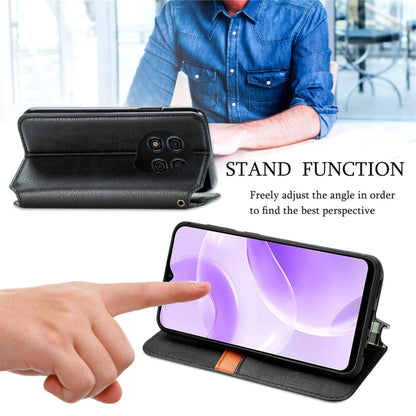 For Ulefone Note 15 Cubic Grid Pressed Magnetic Leather Phone Case(Grey) by buy2fix