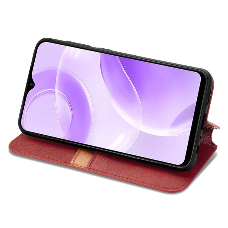 For Ulefone Note 15 Cubic Grid Pressed Magnetic Leather Phone Case(Red) by buy2fix