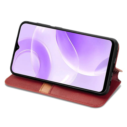 For Ulefone Note 15 Cubic Grid Pressed Magnetic Leather Phone Case(Red) by buy2fix