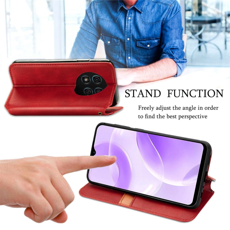 For Ulefone Note 15 Cubic Grid Pressed Magnetic Leather Phone Case(Red) by buy2fix