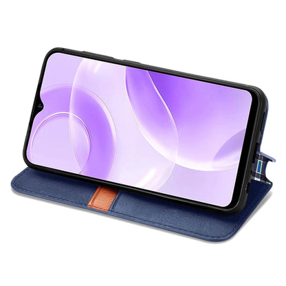 For Ulefone Note 15 Cubic Grid Pressed Magnetic Leather Phone Case(Blue) by buy2fix