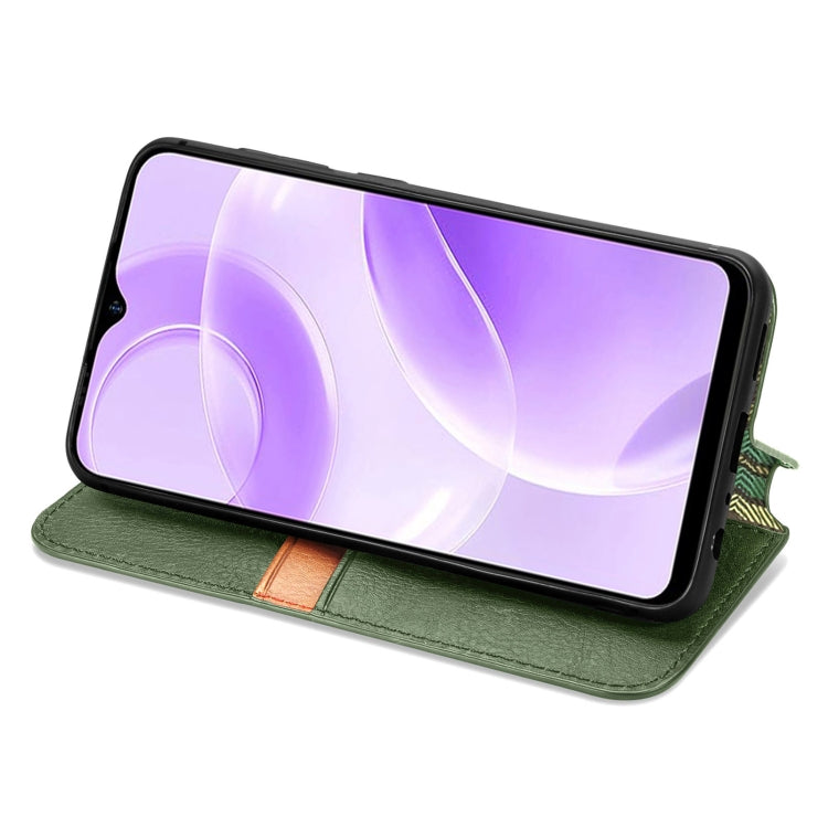 For Ulefone Note 15 Cubic Grid Pressed Magnetic Leather Phone Case(Green) by buy2fix