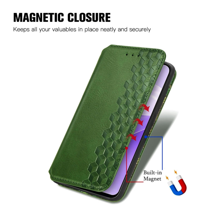 For Ulefone Note 15 Cubic Grid Pressed Magnetic Leather Phone Case(Green) by buy2fix