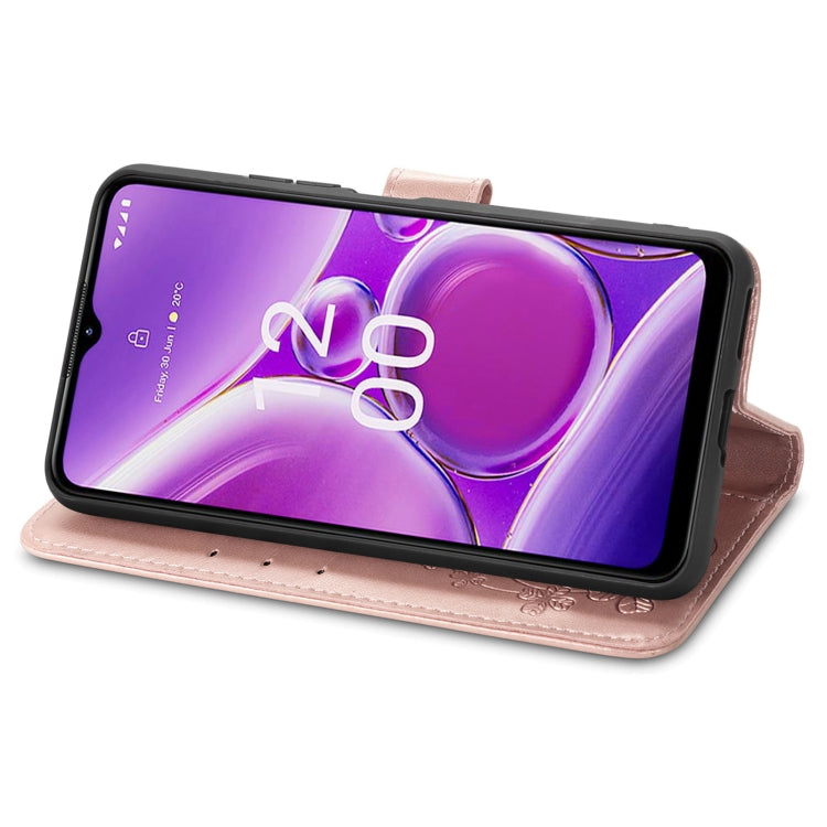 For Nokia G42 Four-leaf Clasp Embossed Buckle Leather Phone Case(Rose Gold) by buy2fix